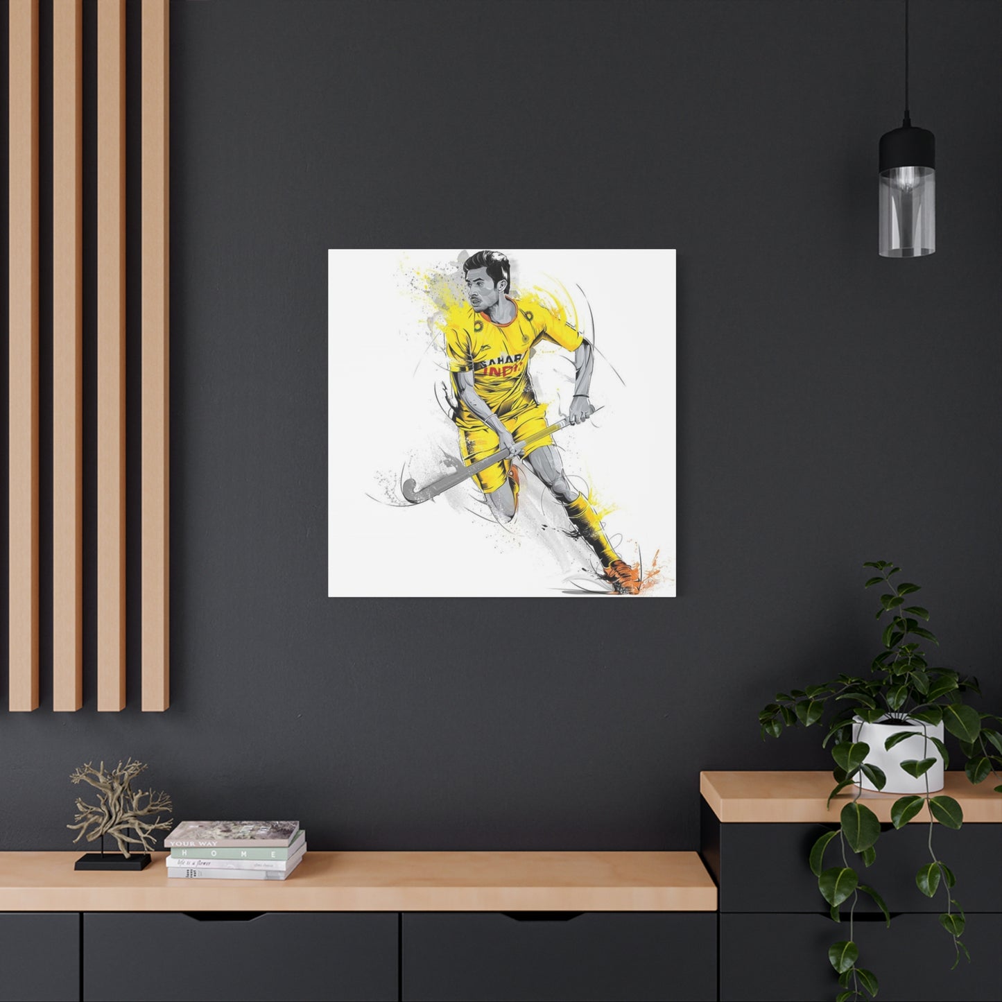 Indian Hockey Player Painting Wall Art & Canvas Prints