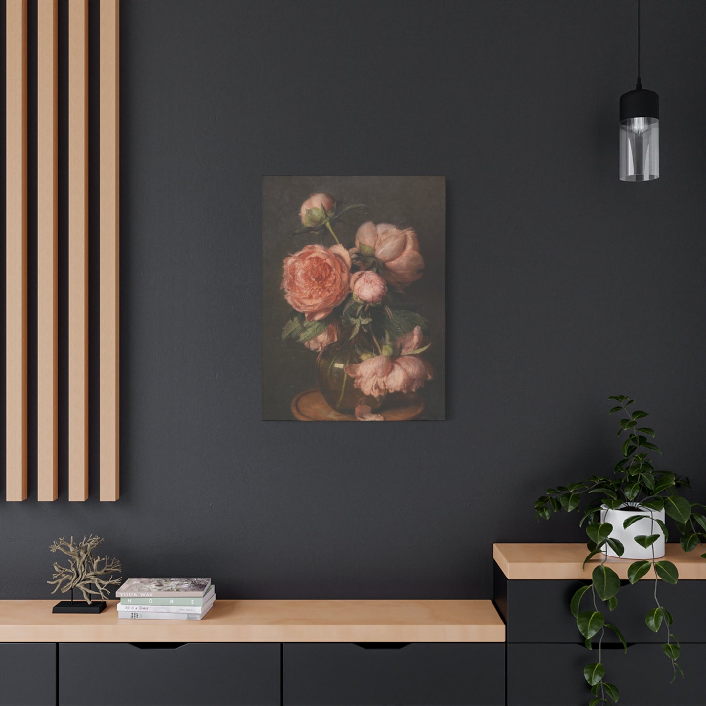 Pink Flower Vase Dark Academia Wall Art & Canvas Prints