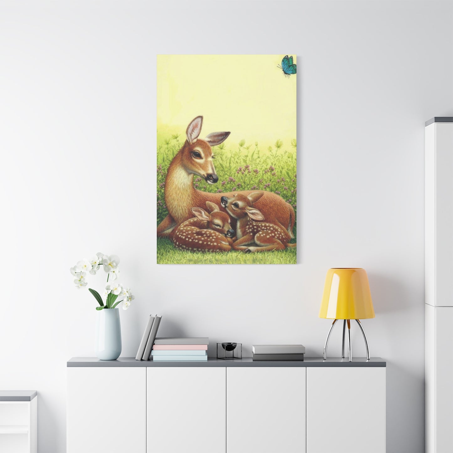 Deer With Its Babies Lying Wall Art & Canvas Prints