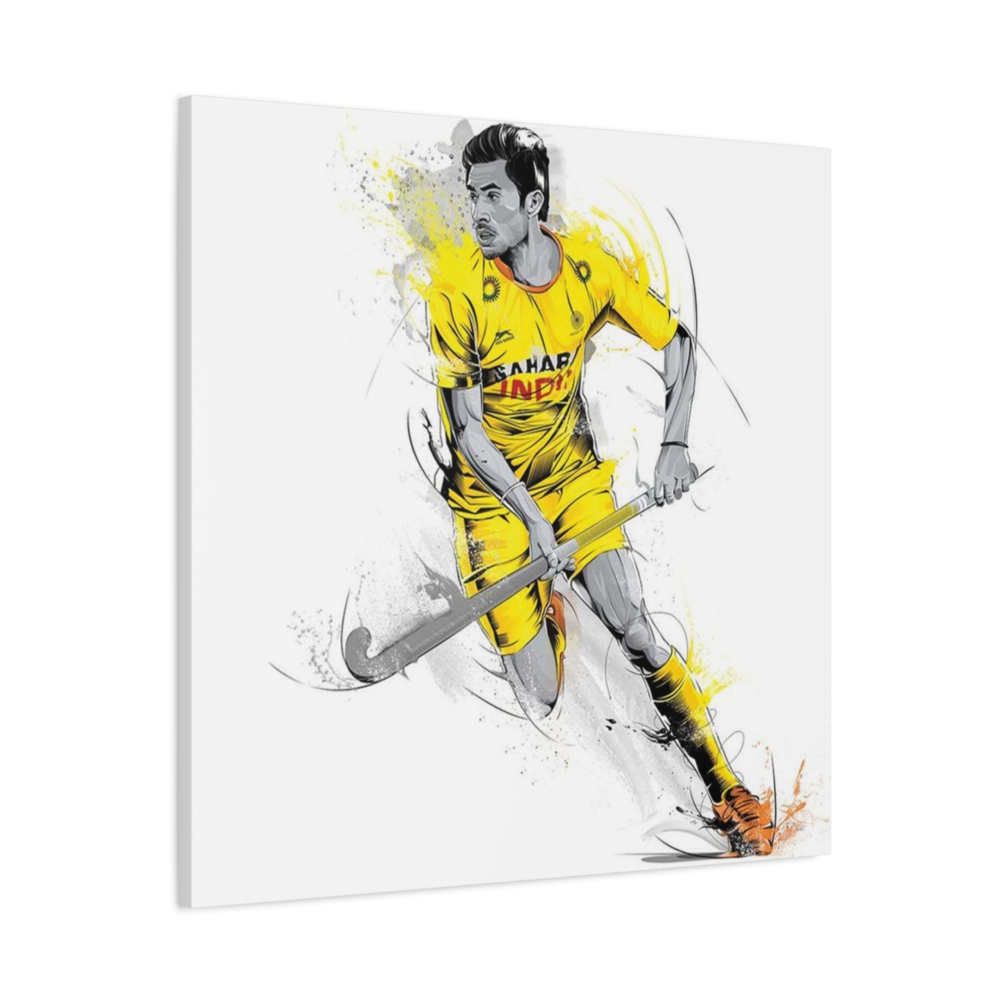 Indian Hockey Player Painting Wall Art & Canvas Prints