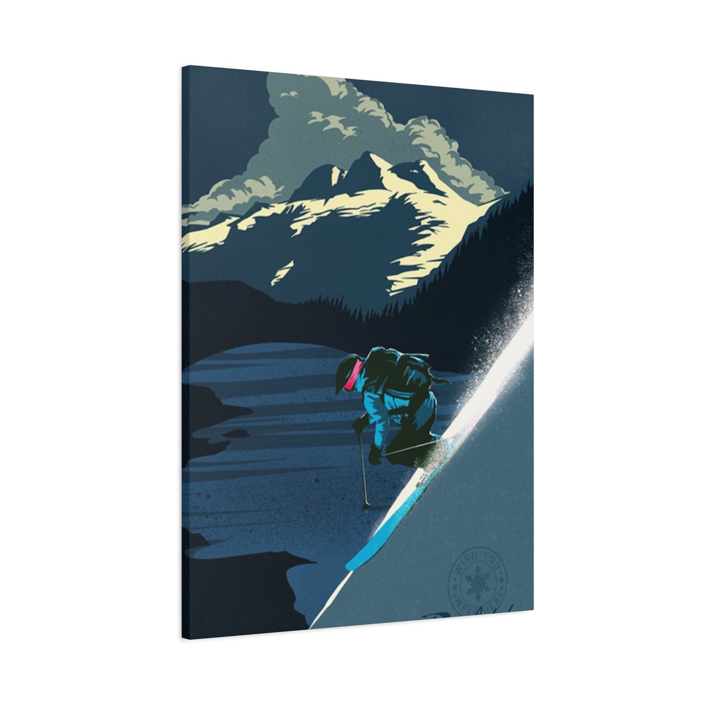 Skiing At Night Poster Wall Art & Canvas Prints