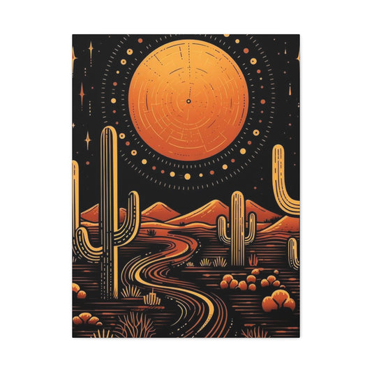 Dark Moon & Cactus In Desert Wall Art & Canvas Prints