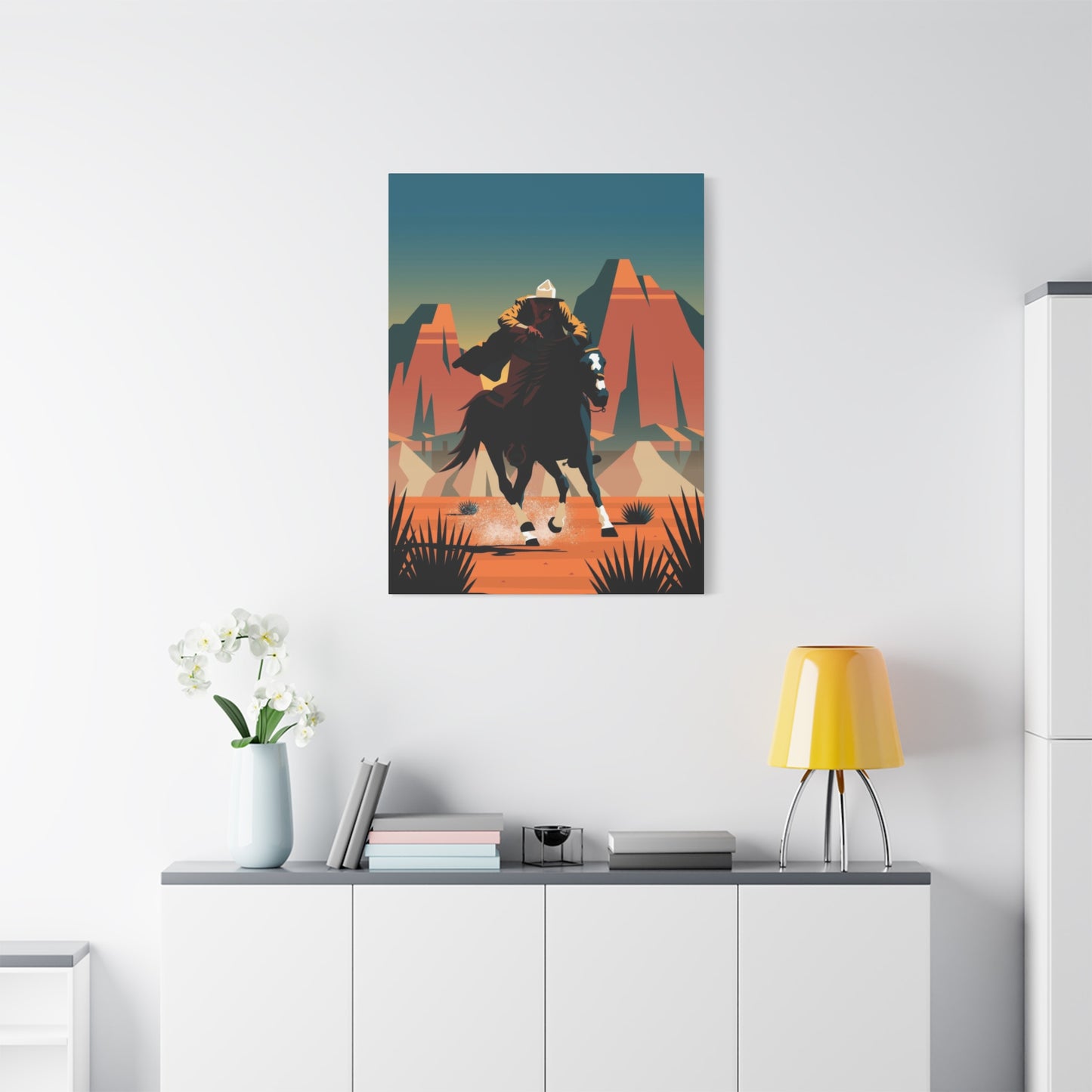 Cowboy On Galloping Horse Wall Art & Canvas Prints