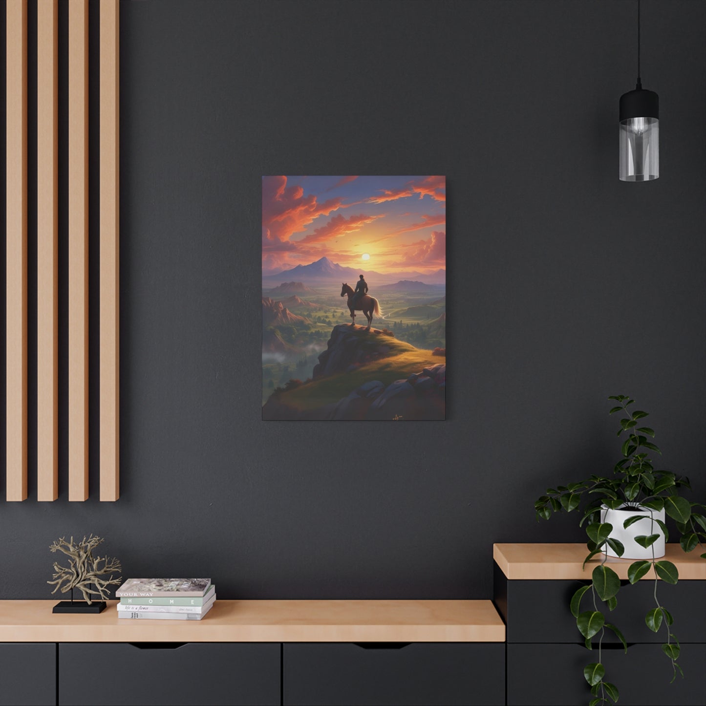 Cowboy At Hill Edge Sunset Wall Art & Canvas Prints