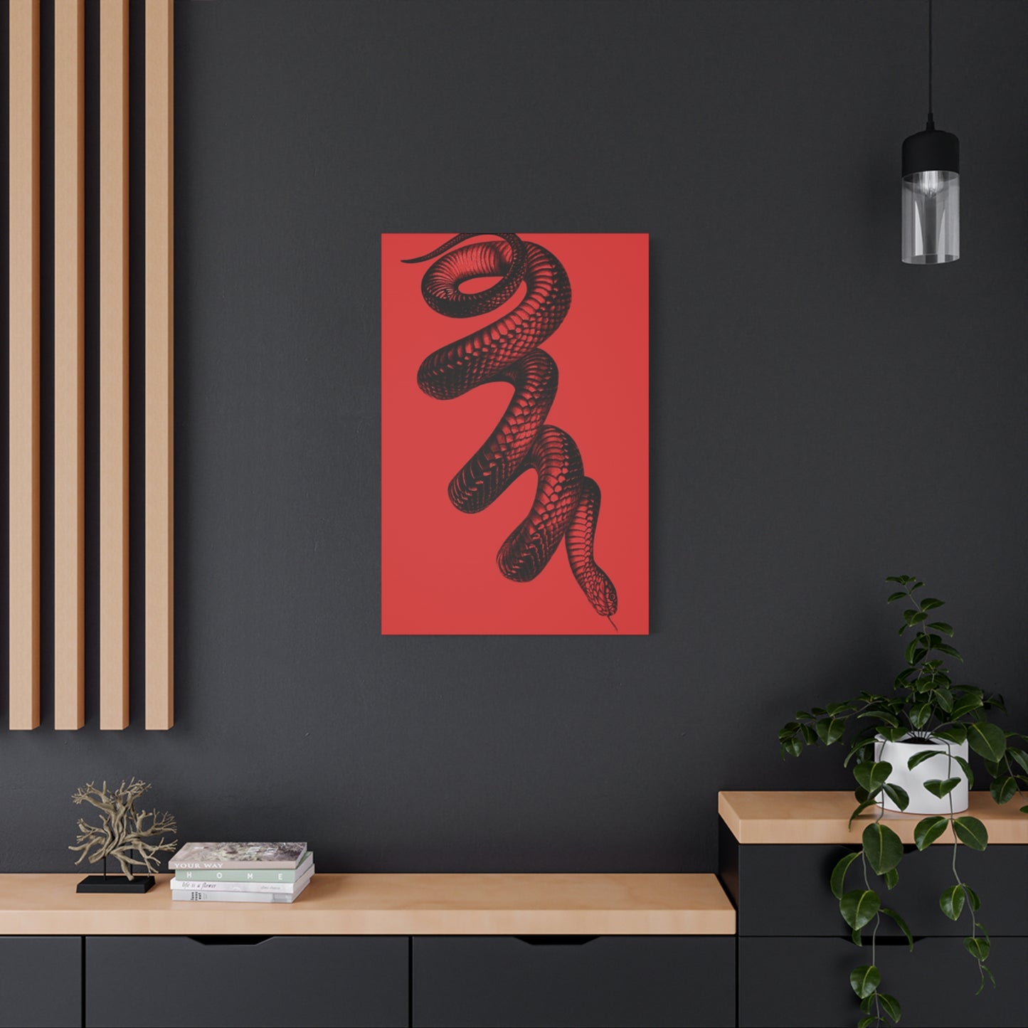 Snake On Red Wall Art & Canvas Prints