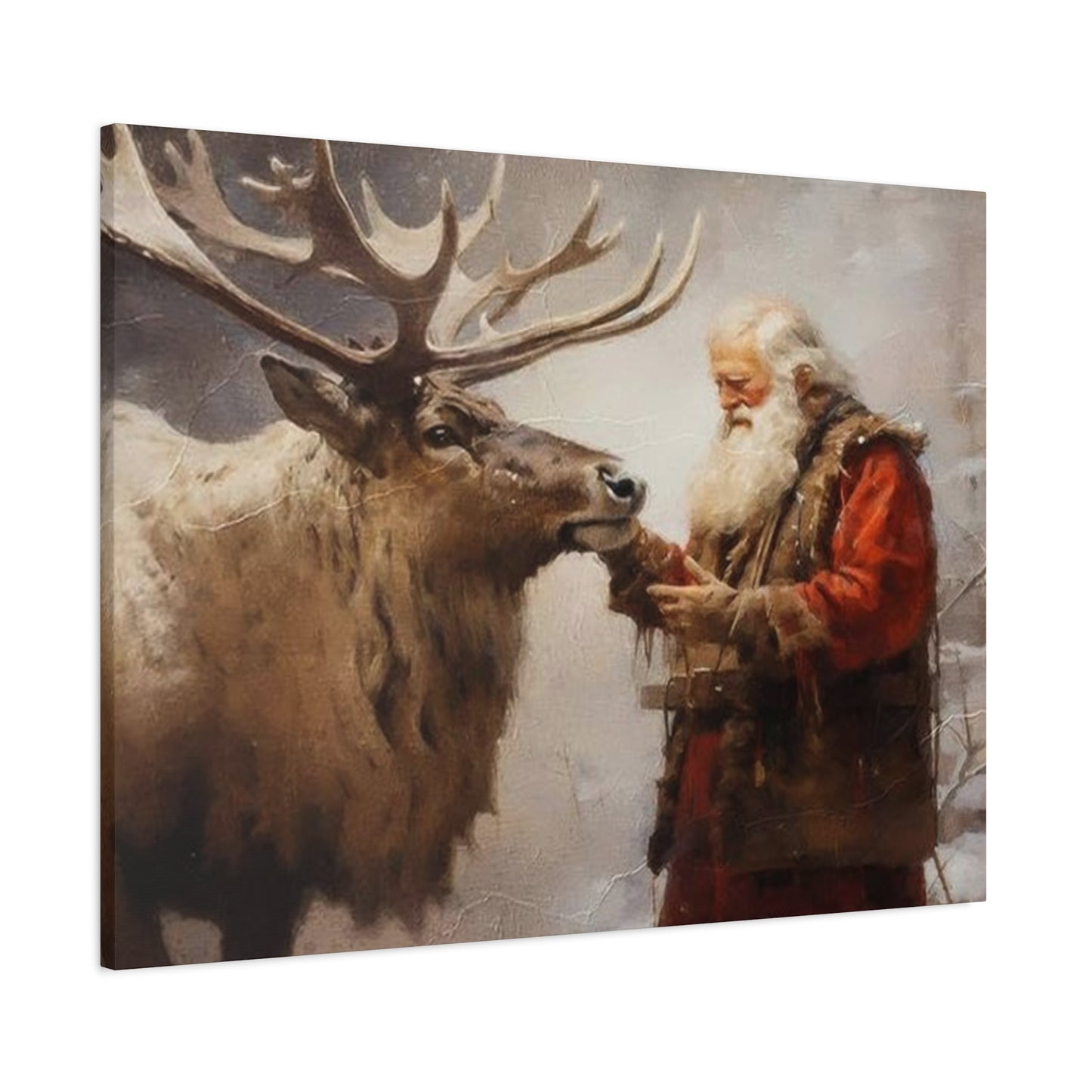 Santa Claus With Reindeer Wall Art & Canvas Prints
