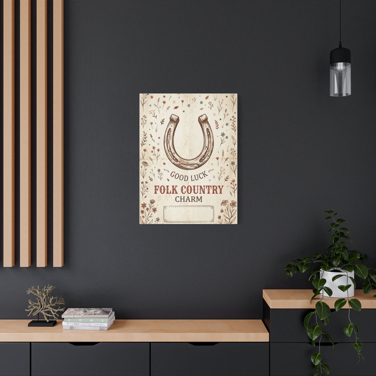 Rustic Horseshoe Folk Charm Poster Wall Art & Canvas Print
