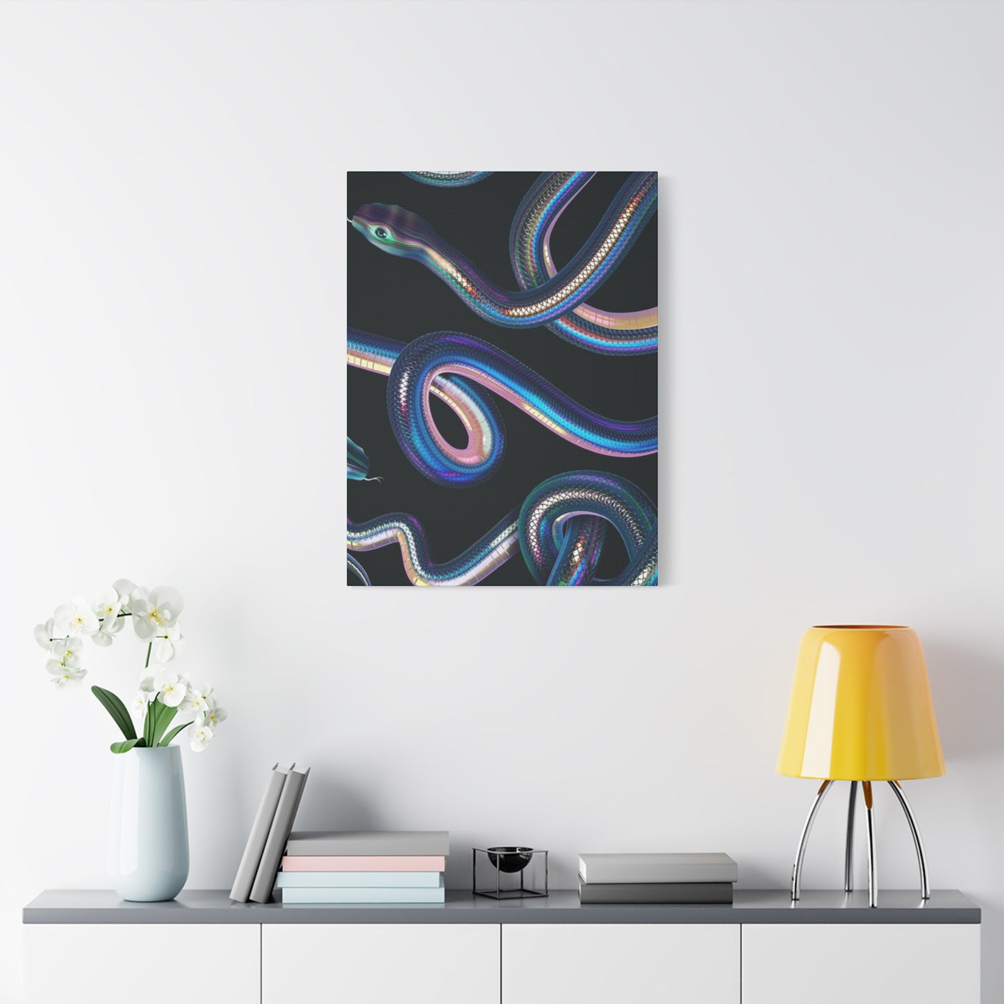 Snake On Black Canvas Wall Art & Canvas Prints