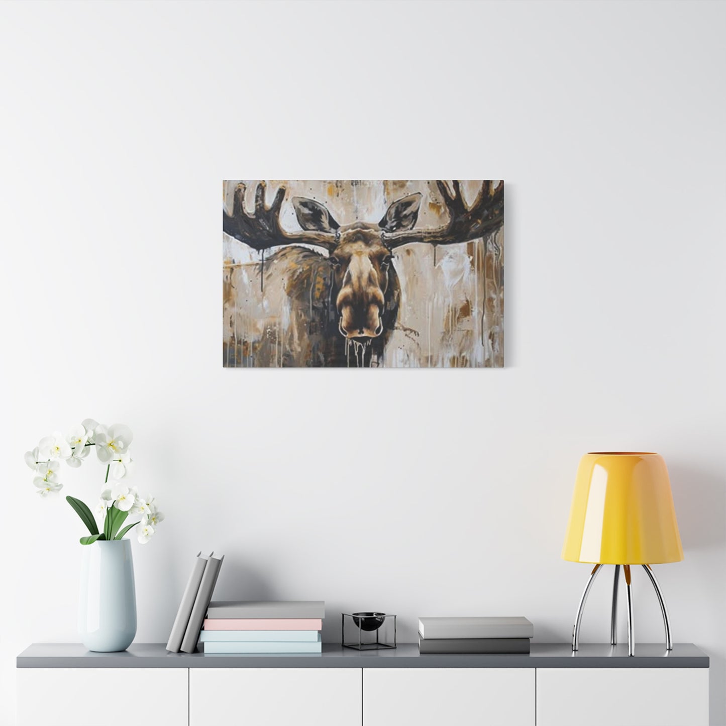 Scary Moose Wildlife Painting Wall Art & Canvas Prints