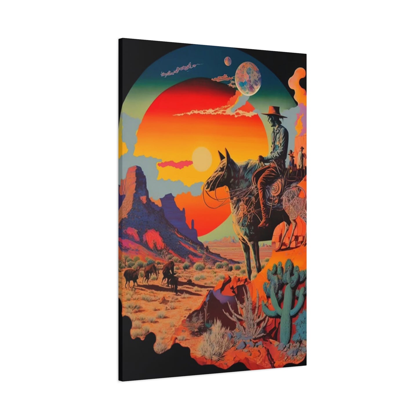 Cowboy In Grand Canyon Of Arizona Wall Art & Canvas Prints