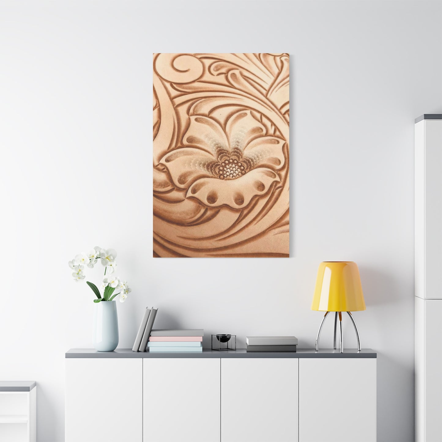 Flower On Leather Wall Art & Canvas Prints