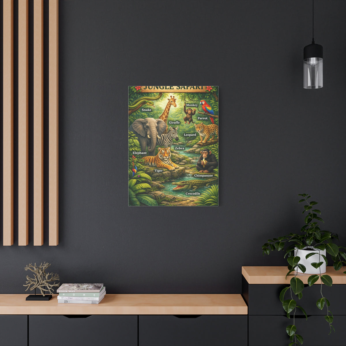 Jungle Safari Adventure Learning Poster Wall Art & Canvas Print