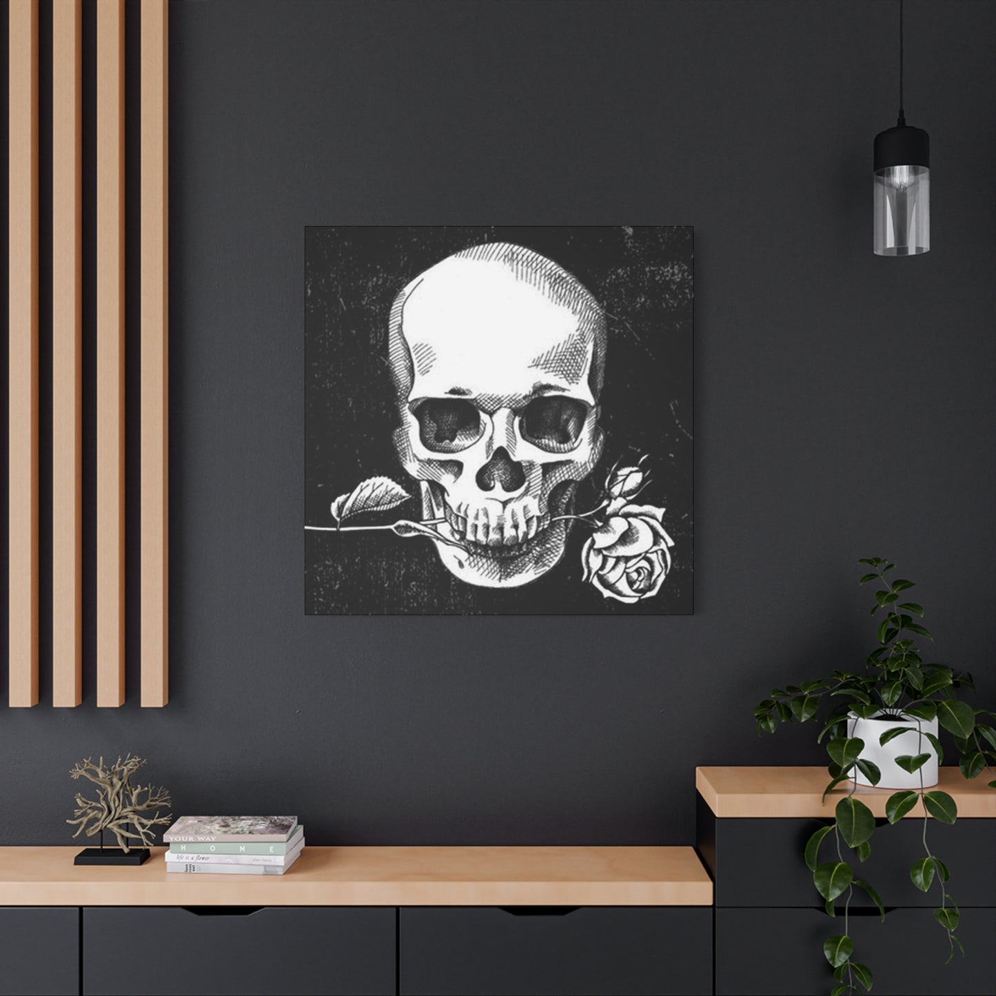 Rose In Skull Mouth Wall Art & Canvas Prints