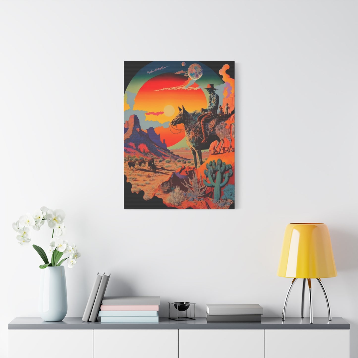 Cowboy In Grand Canyon Of Arizona Wall Art & Canvas Prints