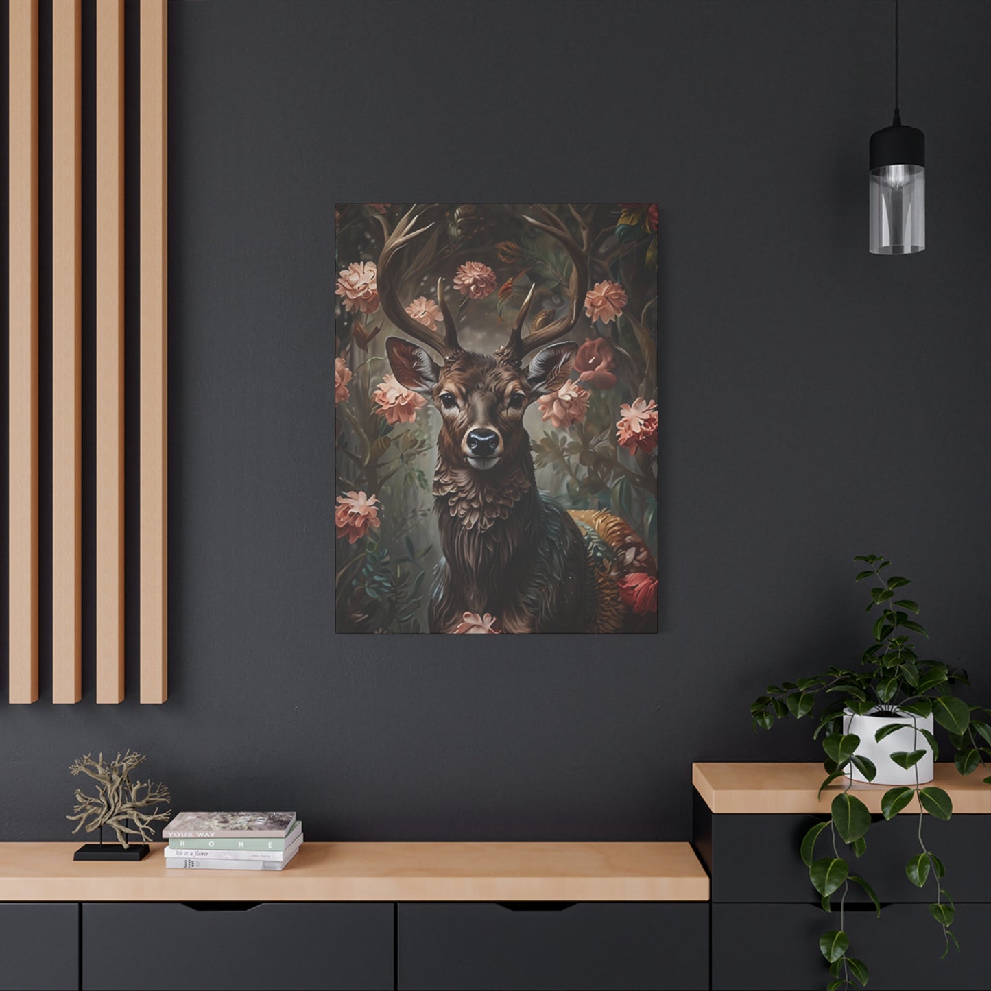 Tropical Flower Reindeer Wall Art & Canvas Prints
