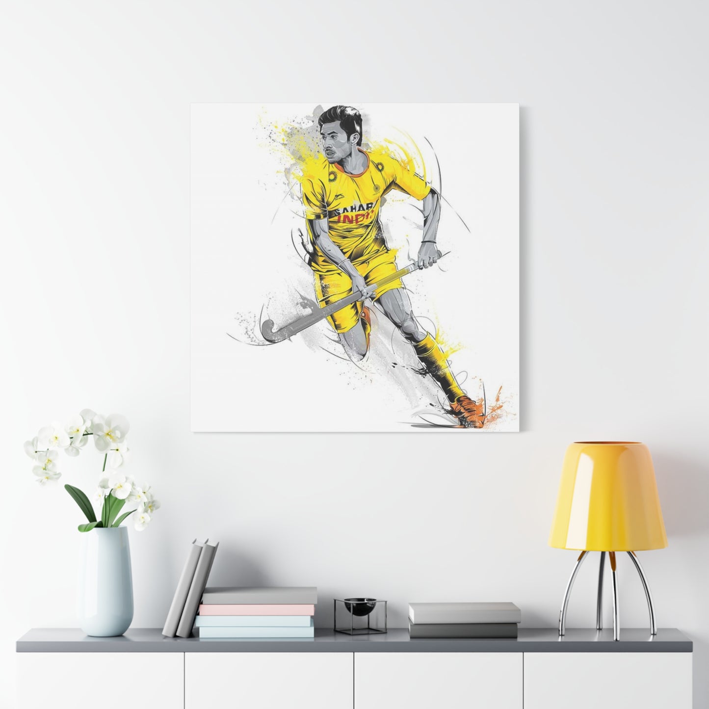 Indian Hockey Player Painting Wall Art & Canvas Prints