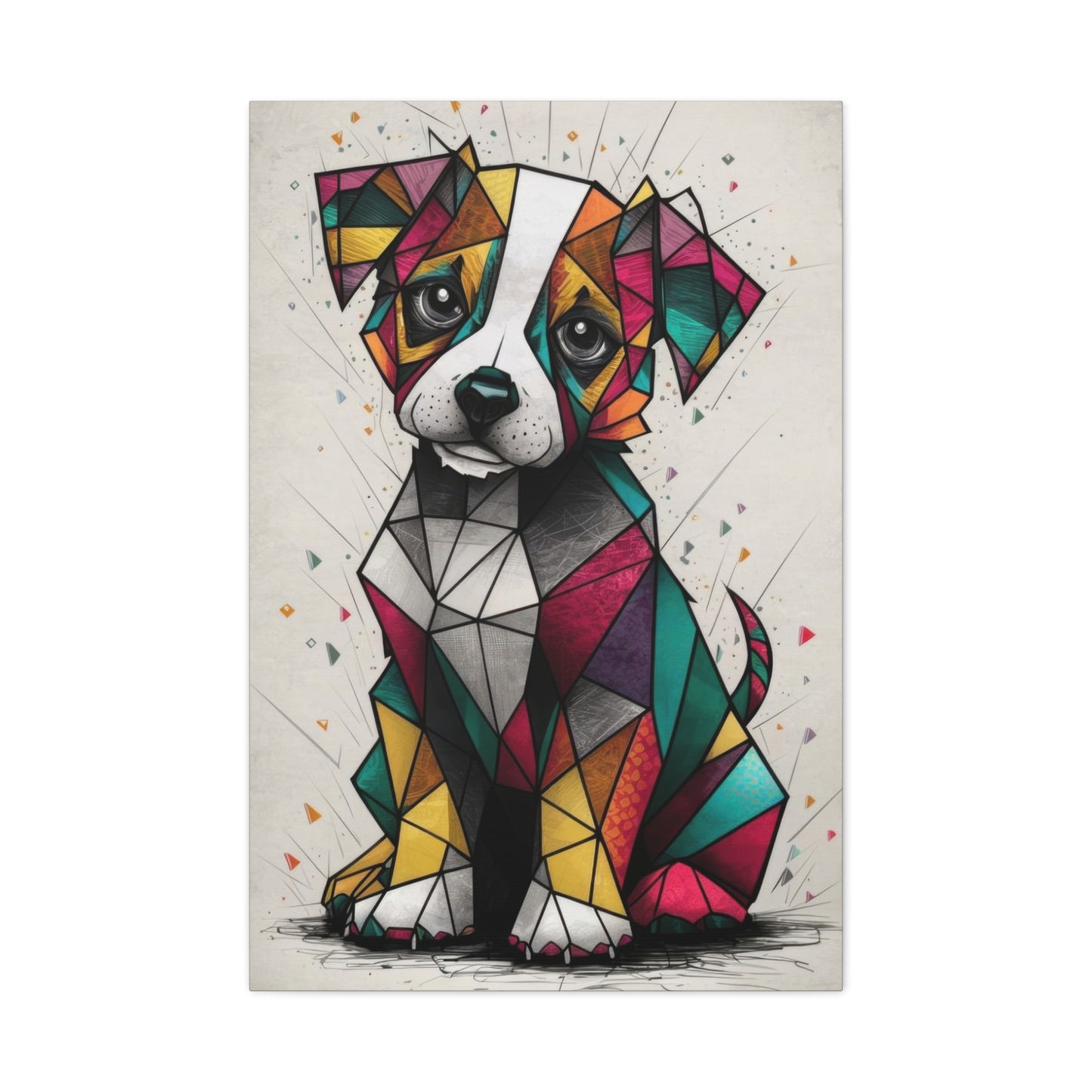 Cute Dog Cubism Wall Art & Canvas Prints