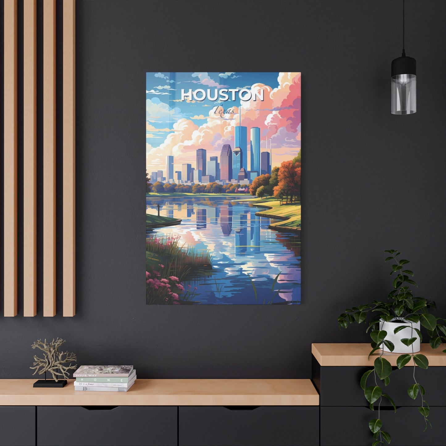 Houston Skyline Riverside Wall Art & Canvas Prints