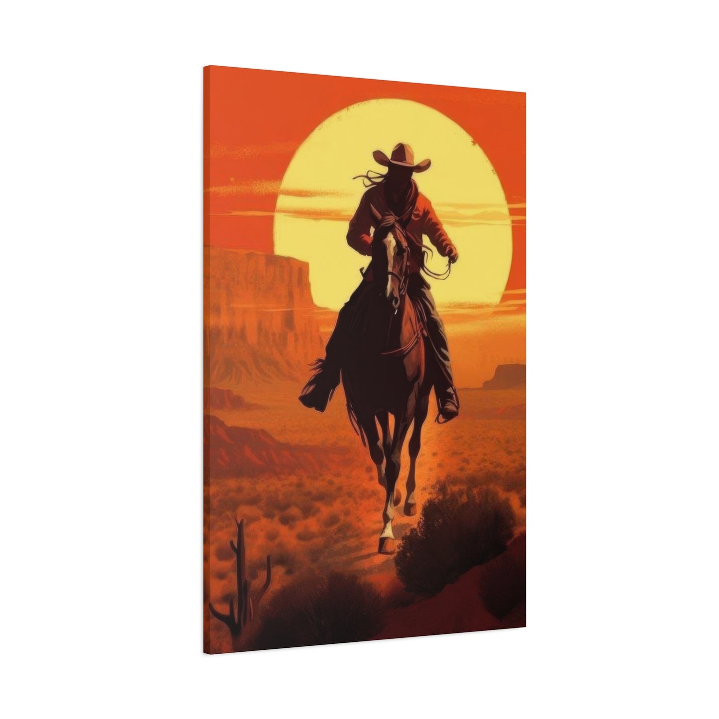 Cowboy Through Sunset Wall Art & Canvas Prints