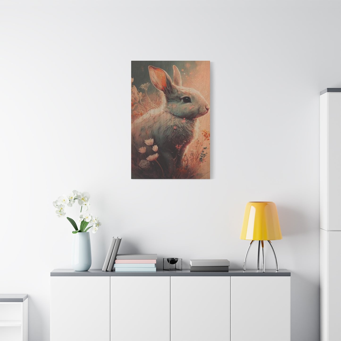 Cute White Bunny Wall Art & Canvas Prints