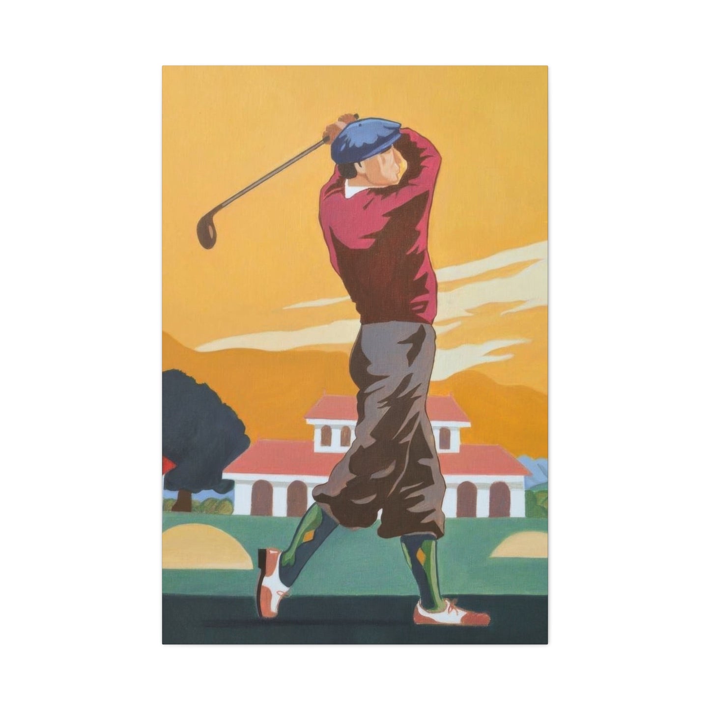 Golf Shot Green Orange Wall Art & Canvas Prints