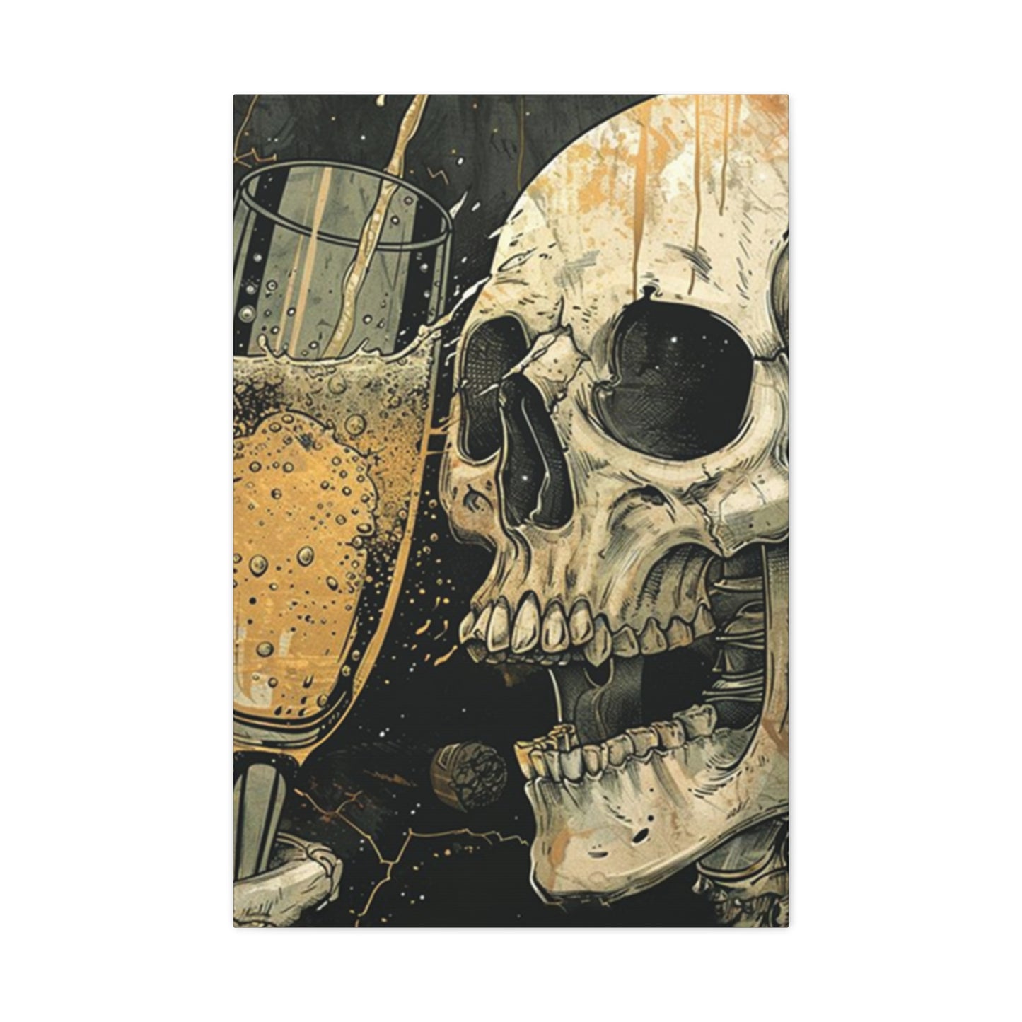 Skull Drinking Poster Wall Art & Canvas Prints
