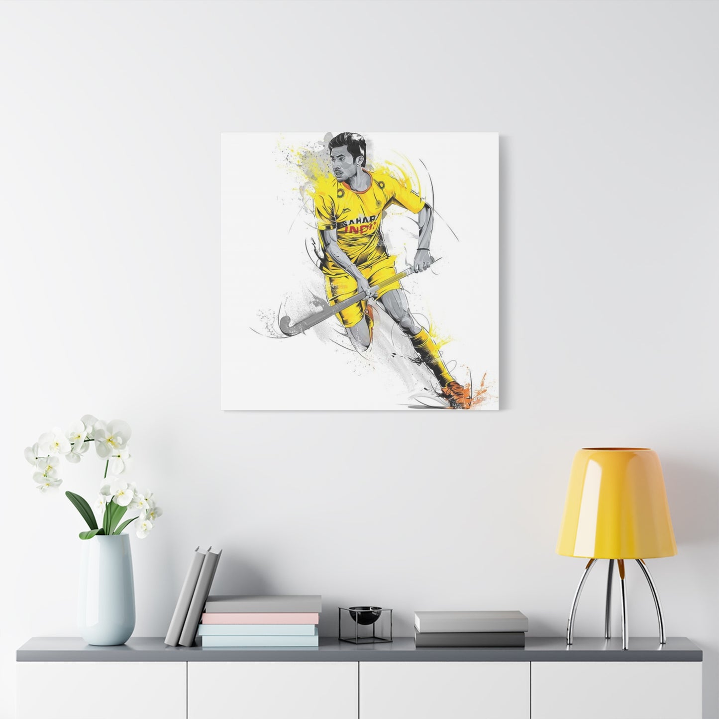 Indian Hockey Player Painting Wall Art & Canvas Prints