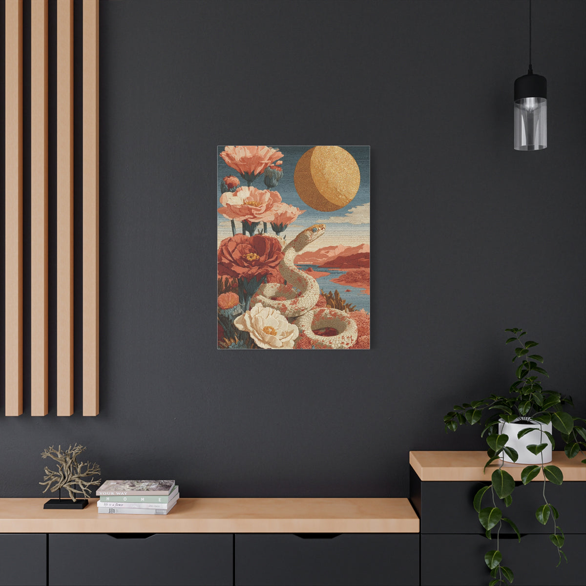 Celestial Desert Snake Folk Wall Art & Canvas Print