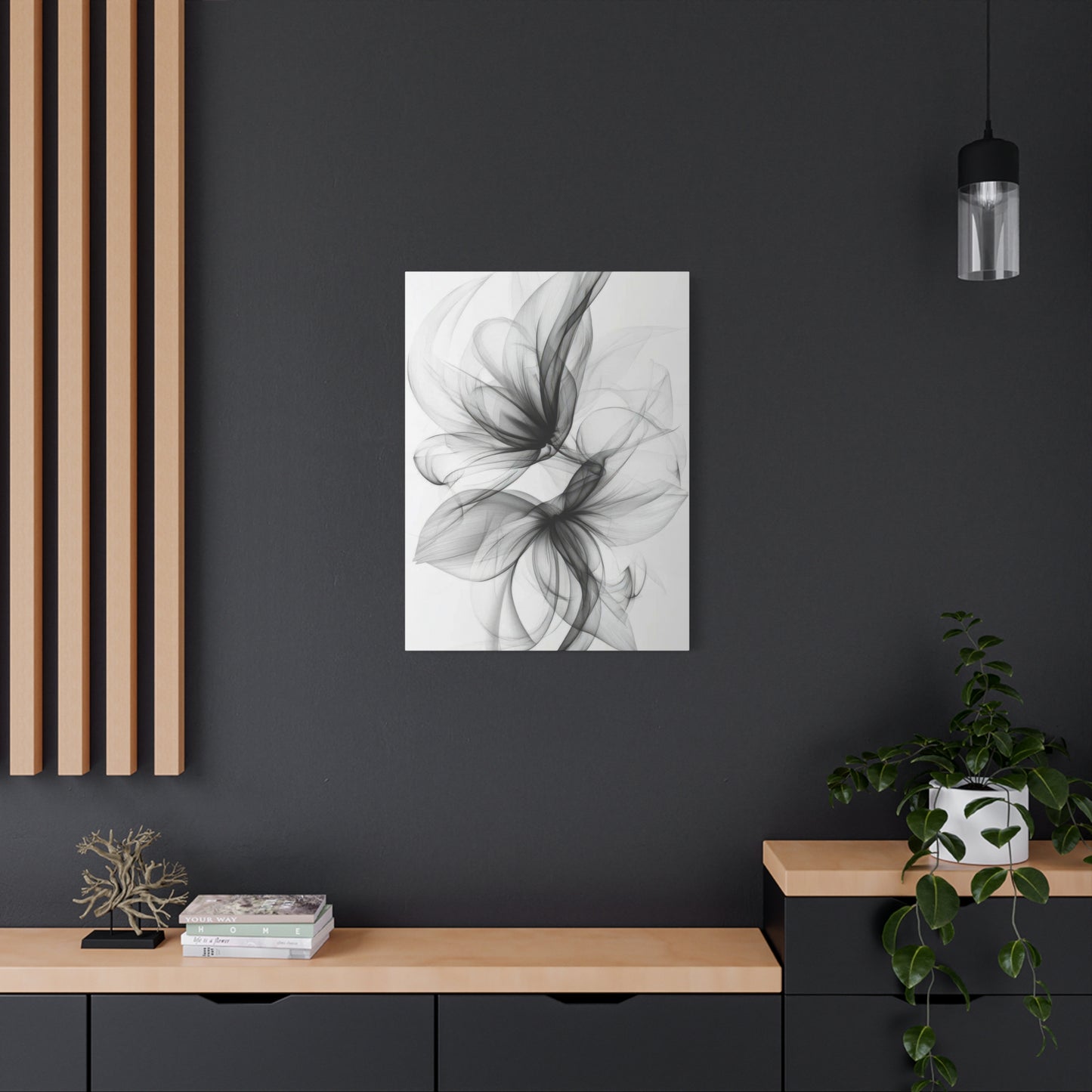 Flower Lines Grey Wall Art & Canvas Prints