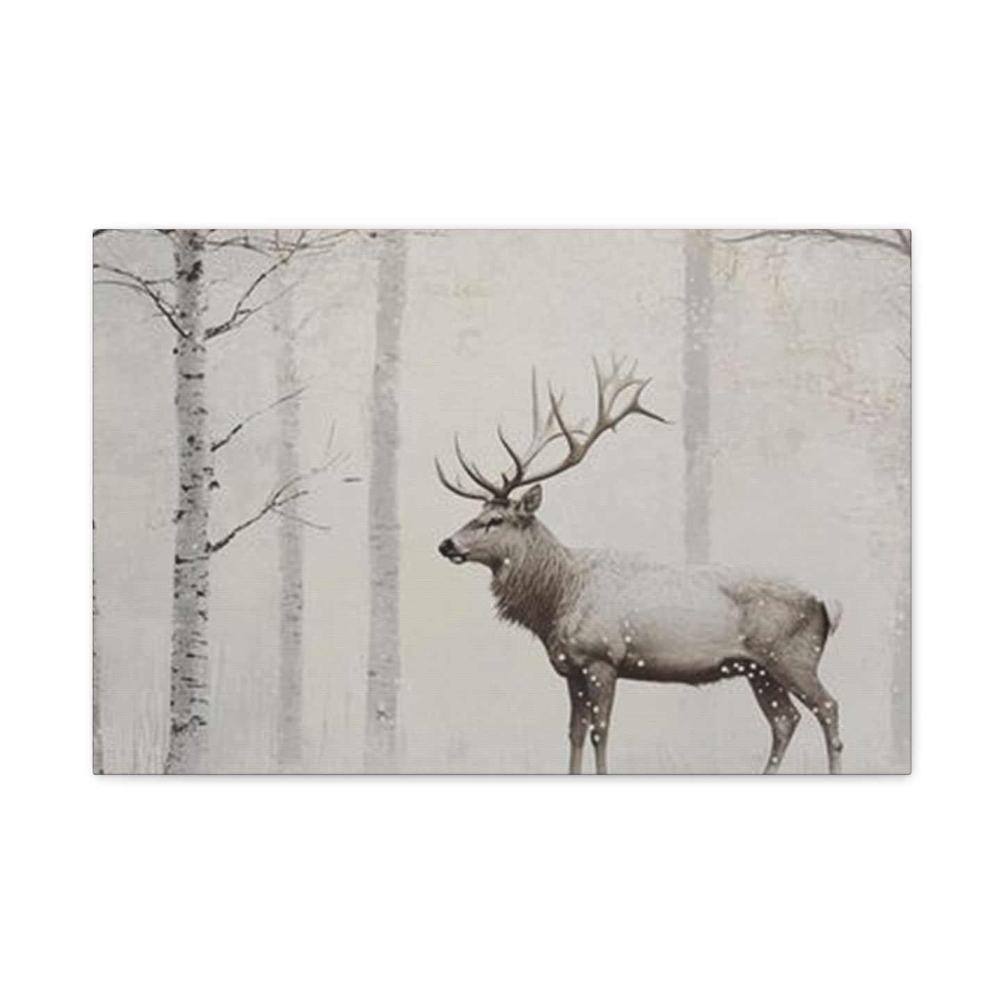 Deer In Snow Painting Wall Art & Canvas Prints