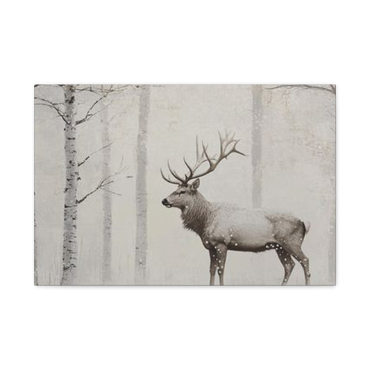 Deer In Snow Painting Wall Art & Canvas Prints