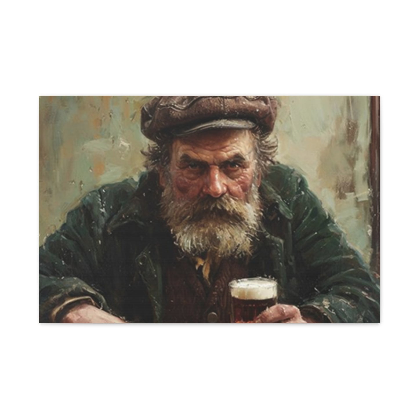 Old Man With A Beer Painting Wall Art & Canvas Prints