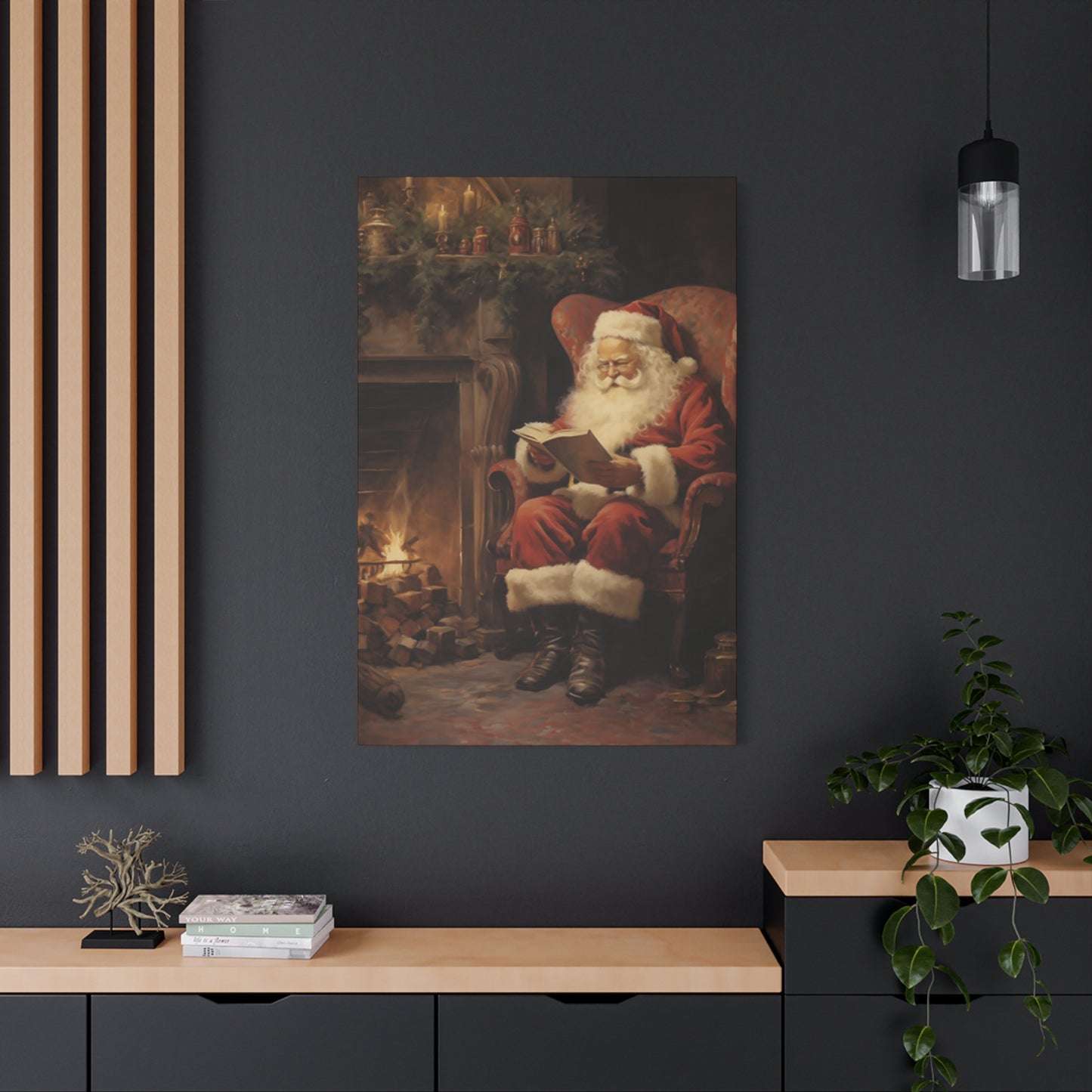 Santa Claus Reading A Book Wall Art & Canvas Prints