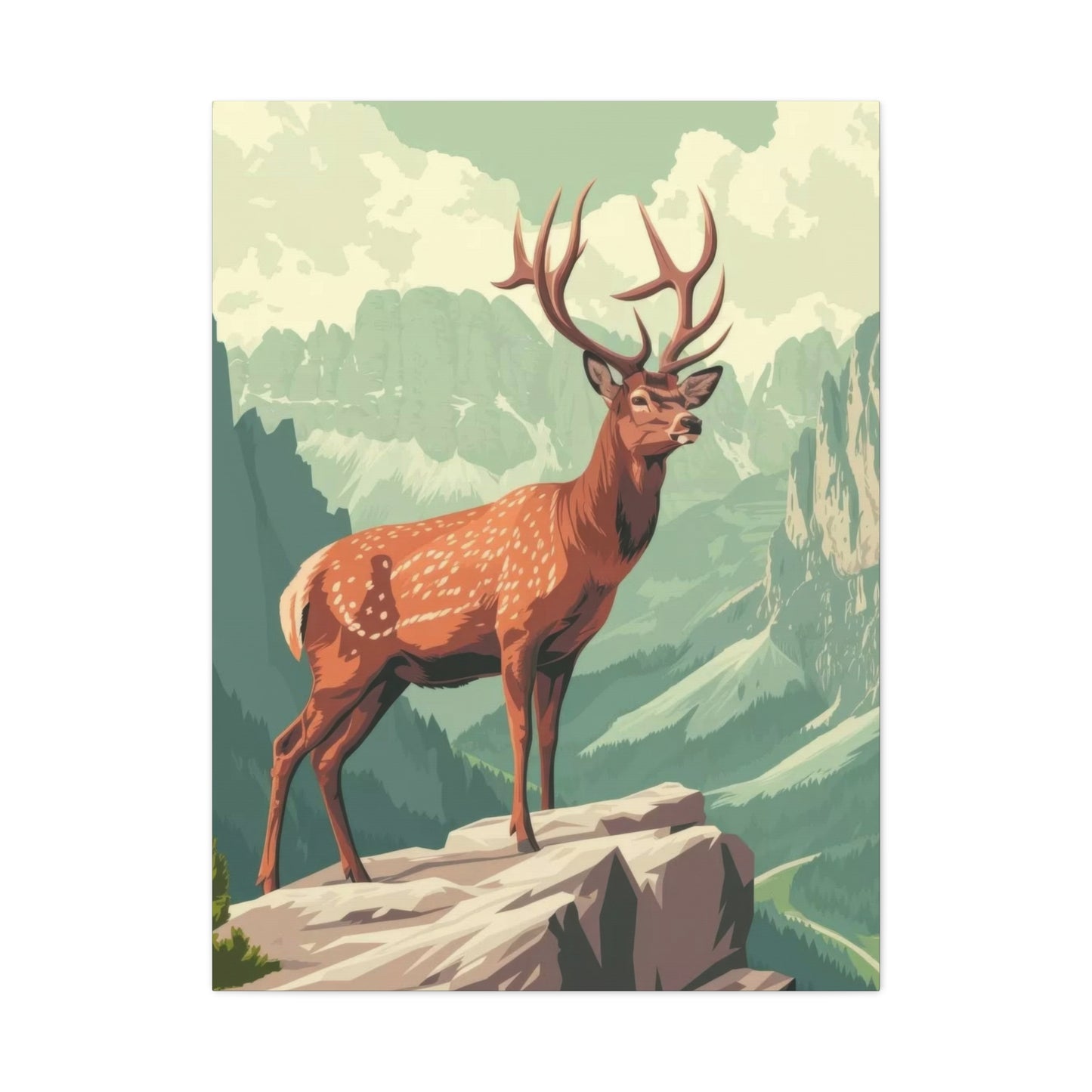 Deer Standing On A Cliff Wall Art & Canvas Prints