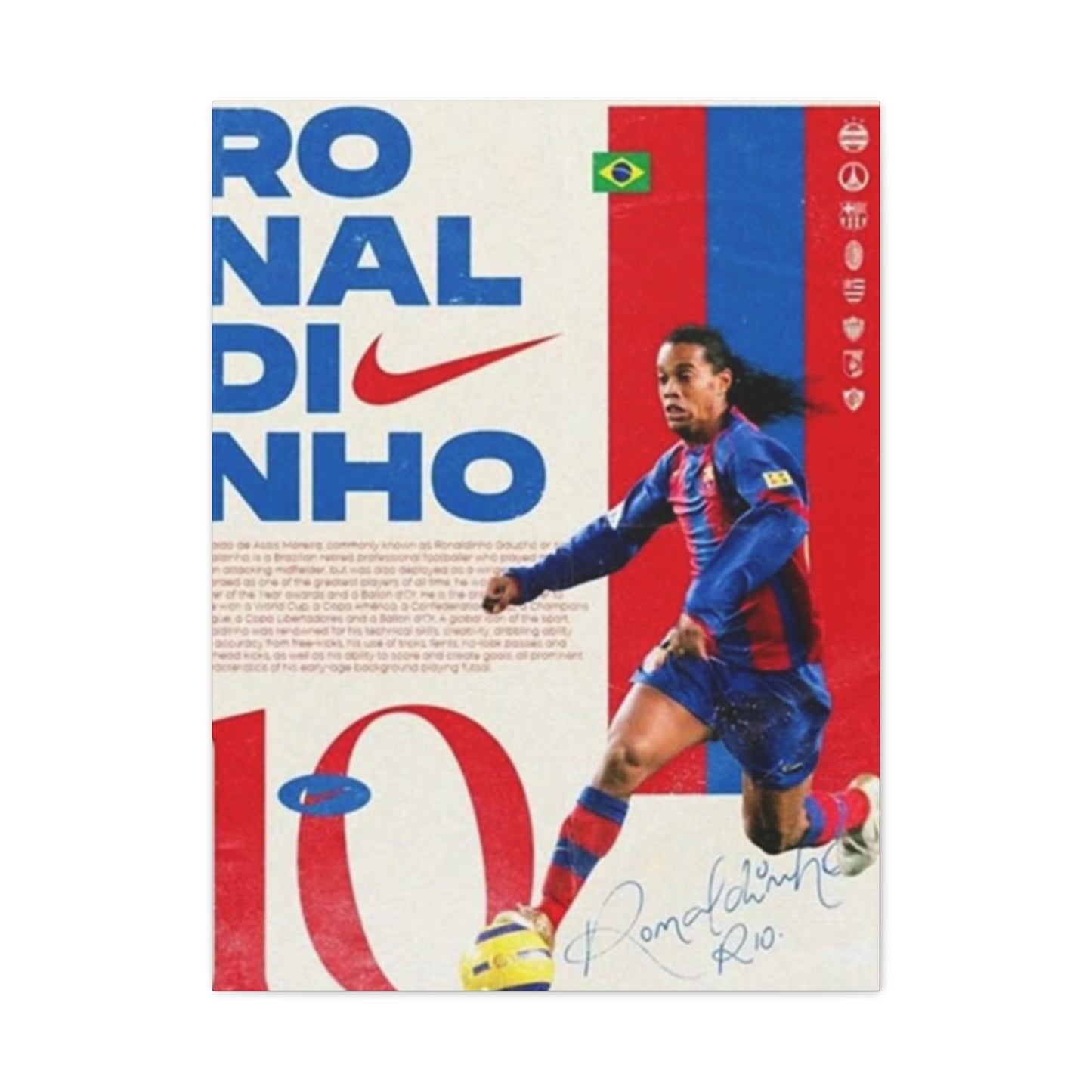Ronaldinho Playing Soccer Poster Wall Art & Canvas Prints