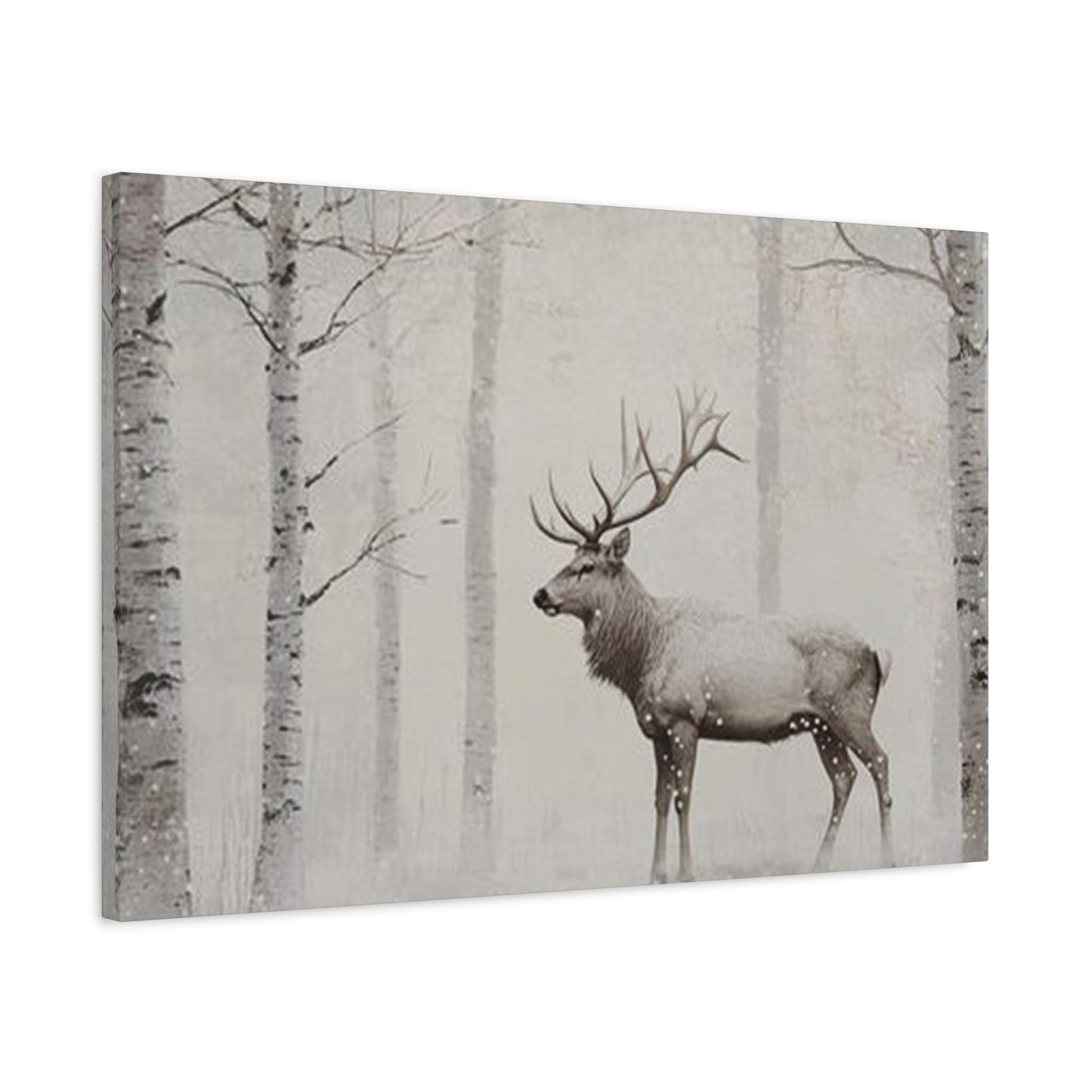 Deer In Snow Painting Wall Art & Canvas Prints