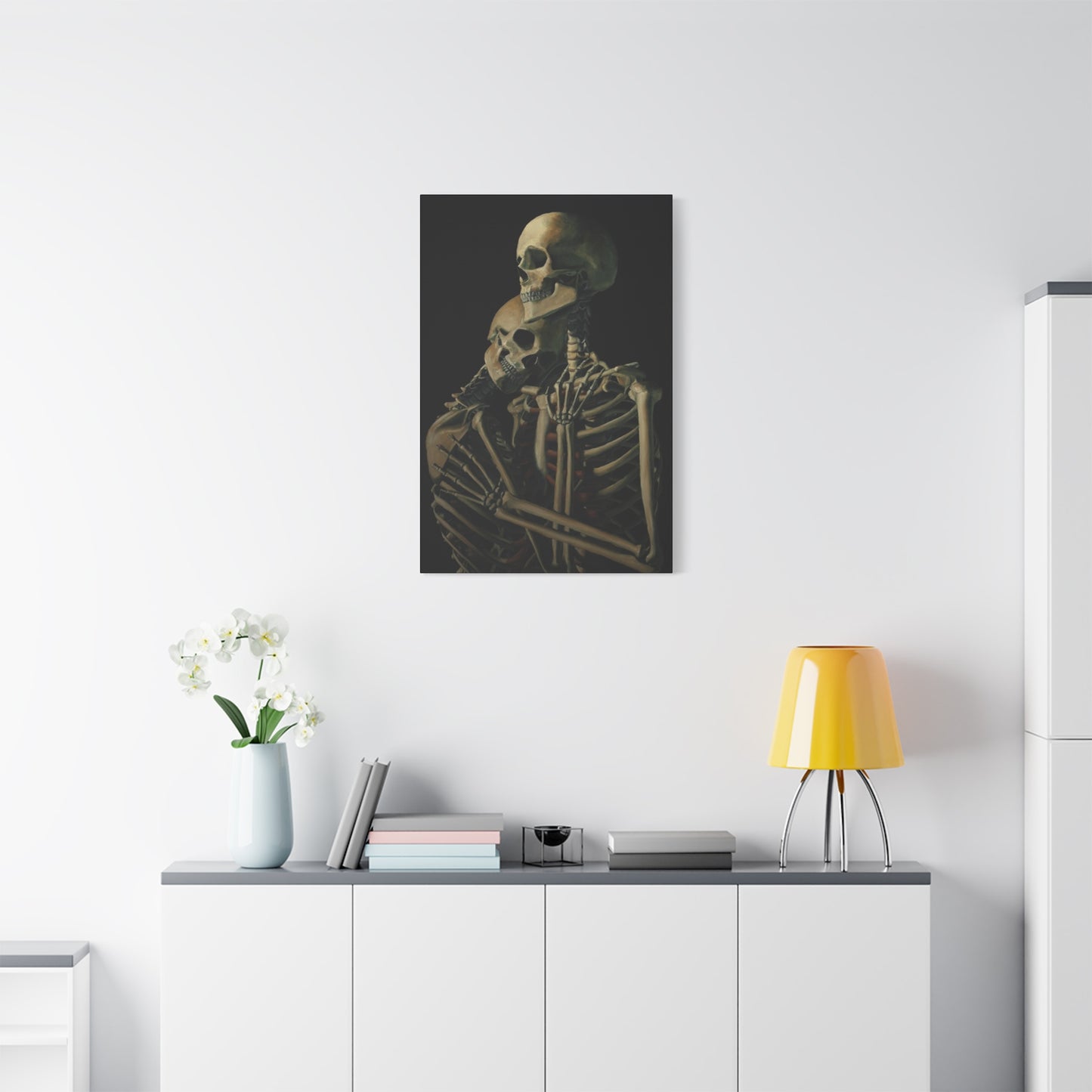 Skeleton Couple Hugging Wall Art & Canvas Prints
