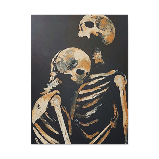 Couple Skeleton Hugging Wall Art & Canvas Prints