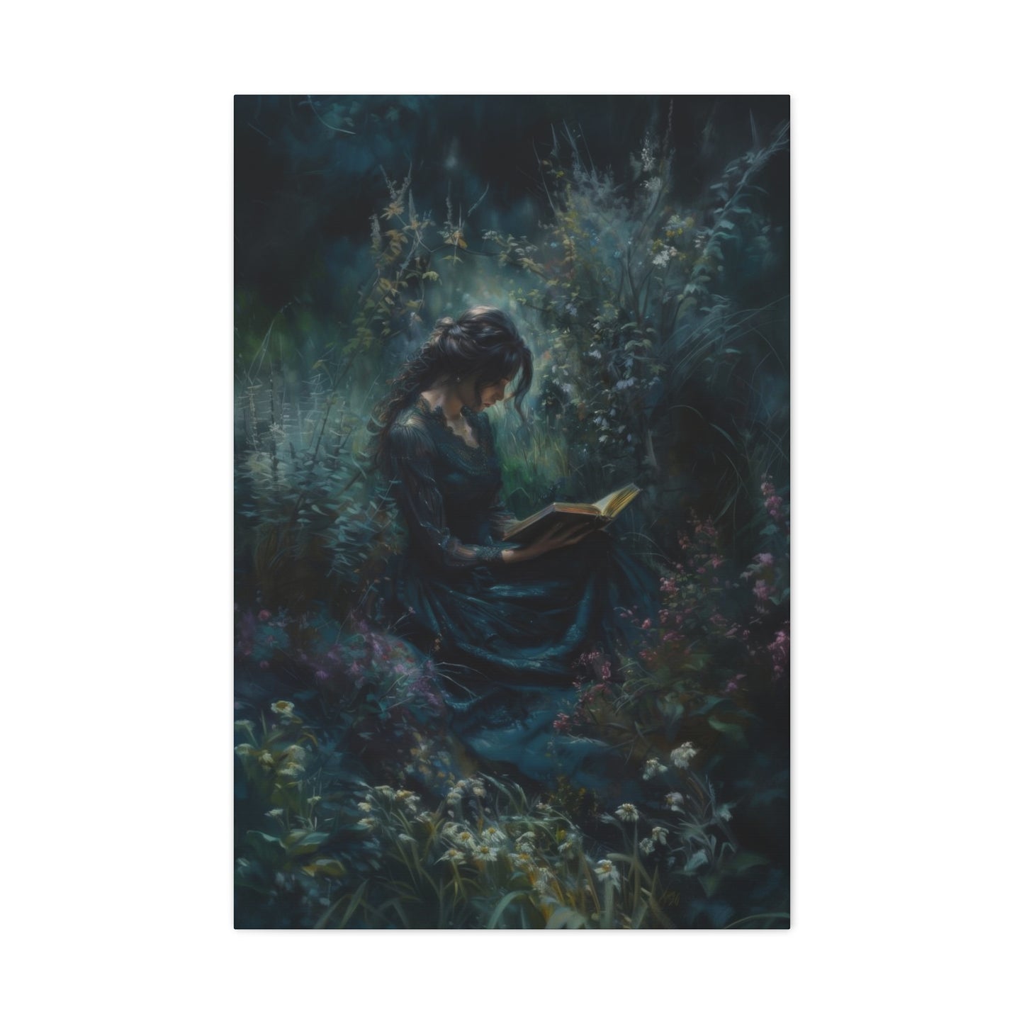 Lady Reading Dark Wall Art & Canvas Prints