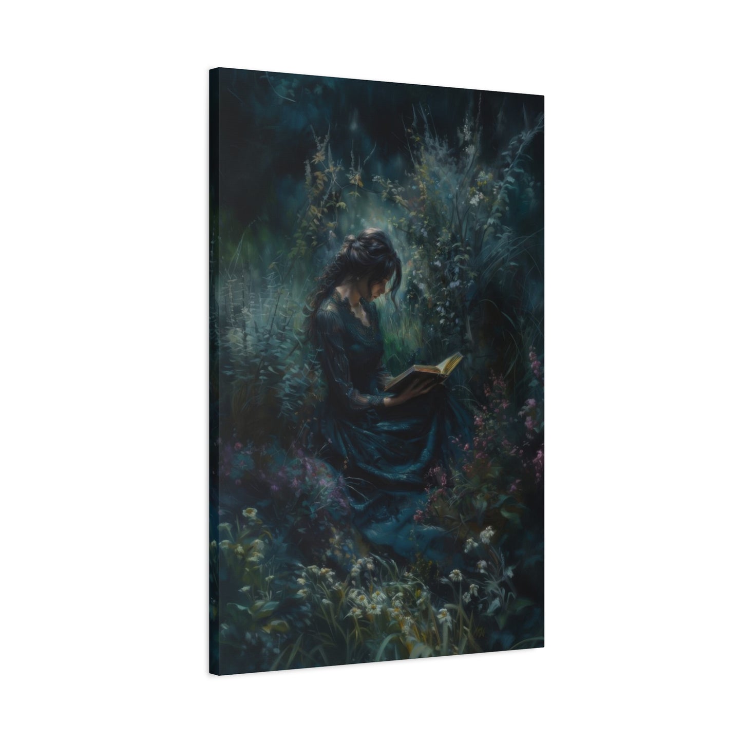 Lady Reading Dark Wall Art & Canvas Prints