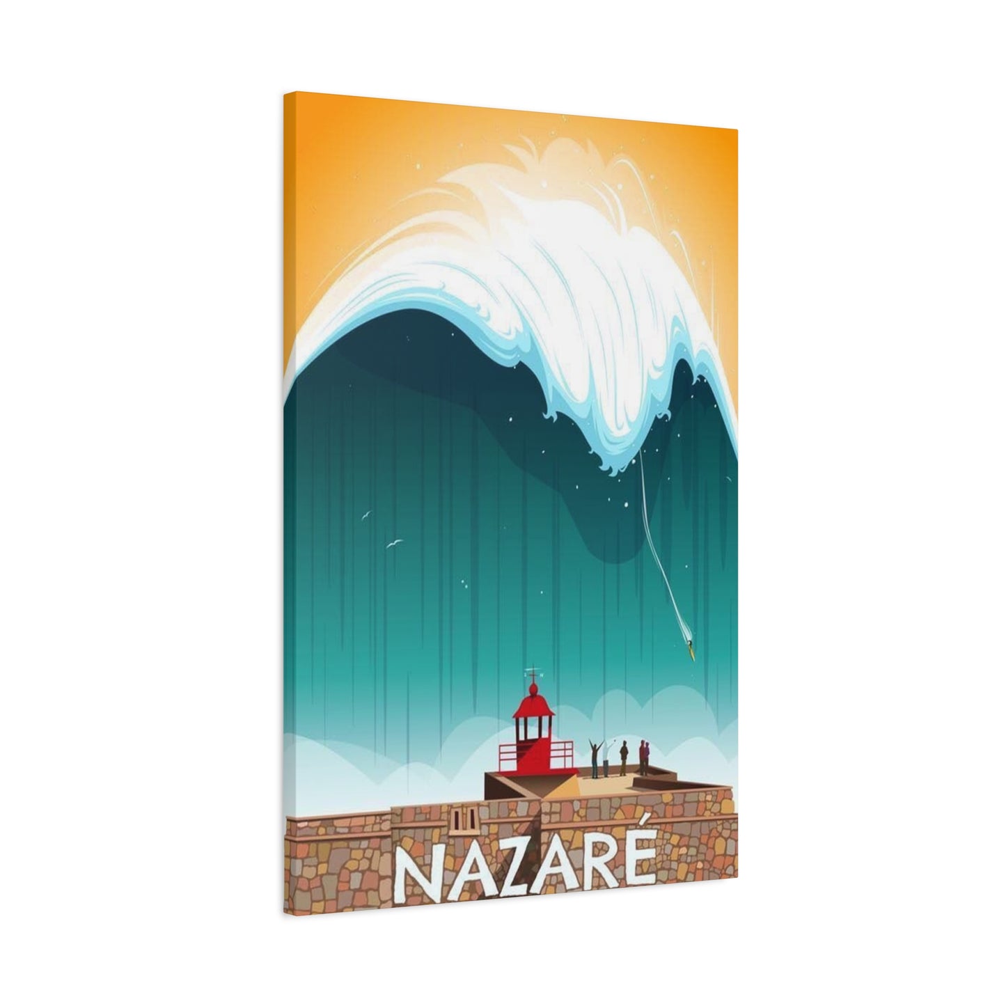 Nazare Surfing Painting Wall Art & Canvas Prints