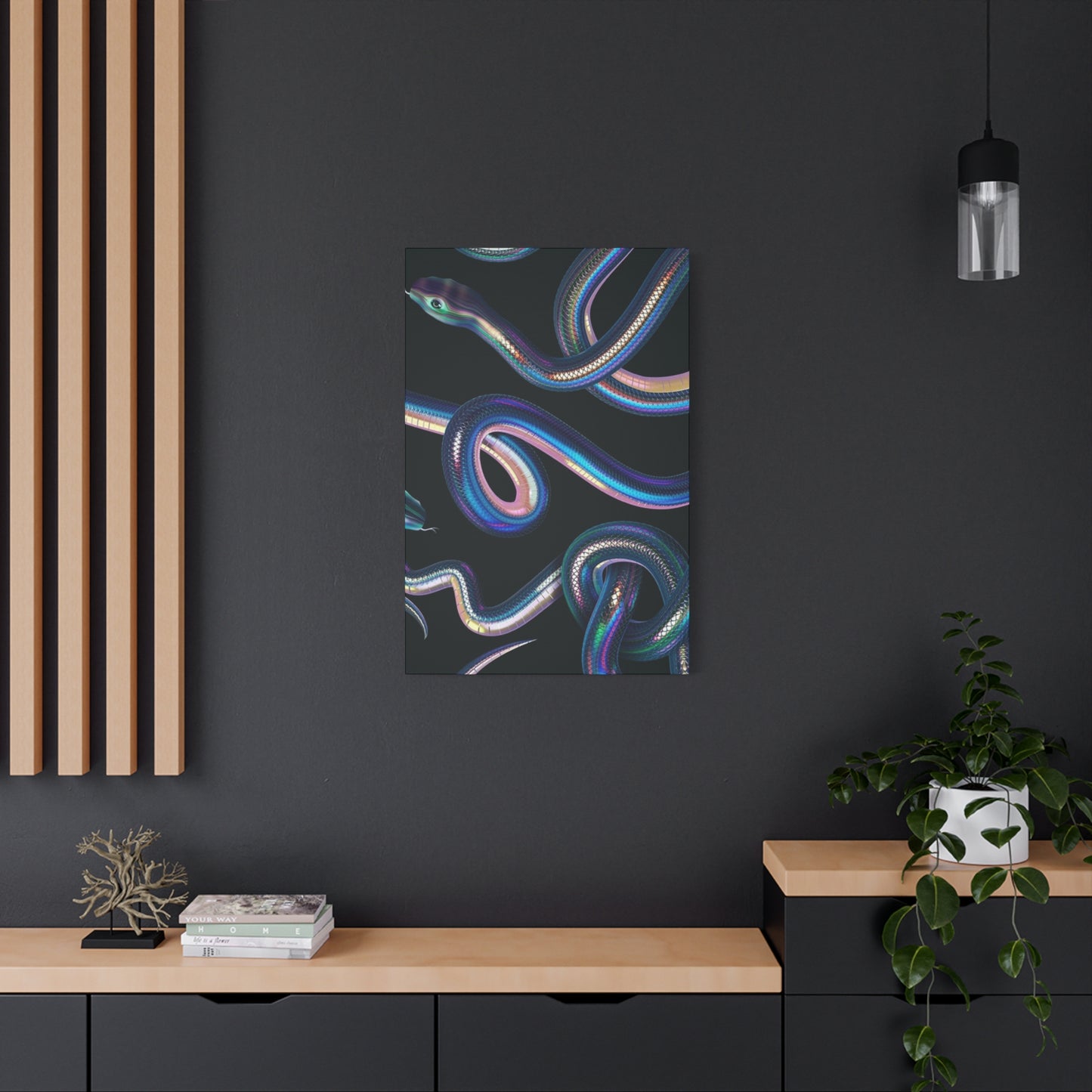 Snake On Black Canvas Wall Art & Canvas Prints
