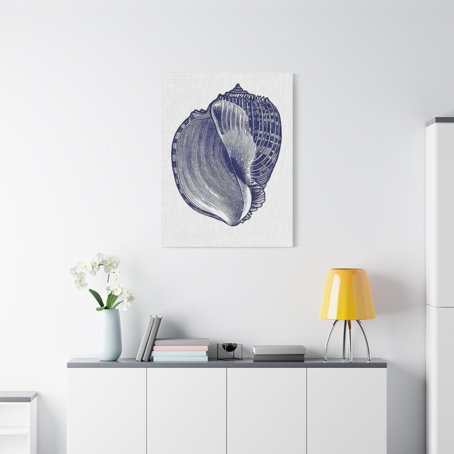 Beautiful Blue Shell Shape Drawing Wall Art & Canvas Prints
