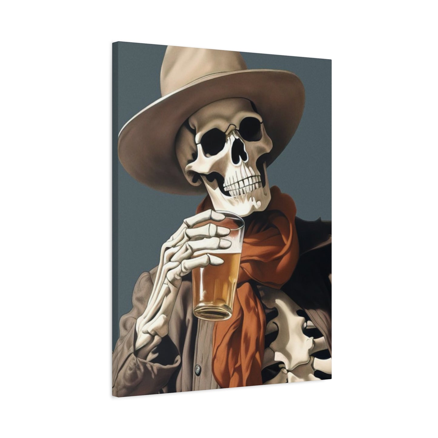 Drinking Skeleton Cowboy Wall Art & Canvas Prints