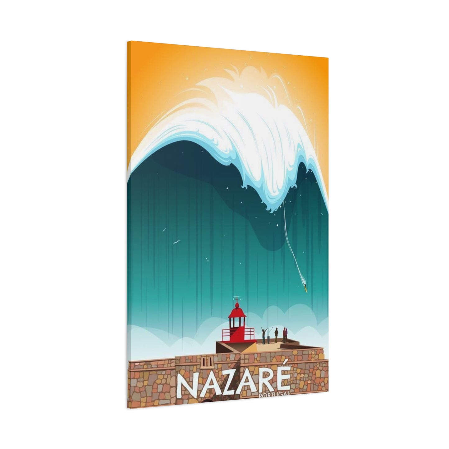 Nazare Surfing Painting Wall Art & Canvas Prints