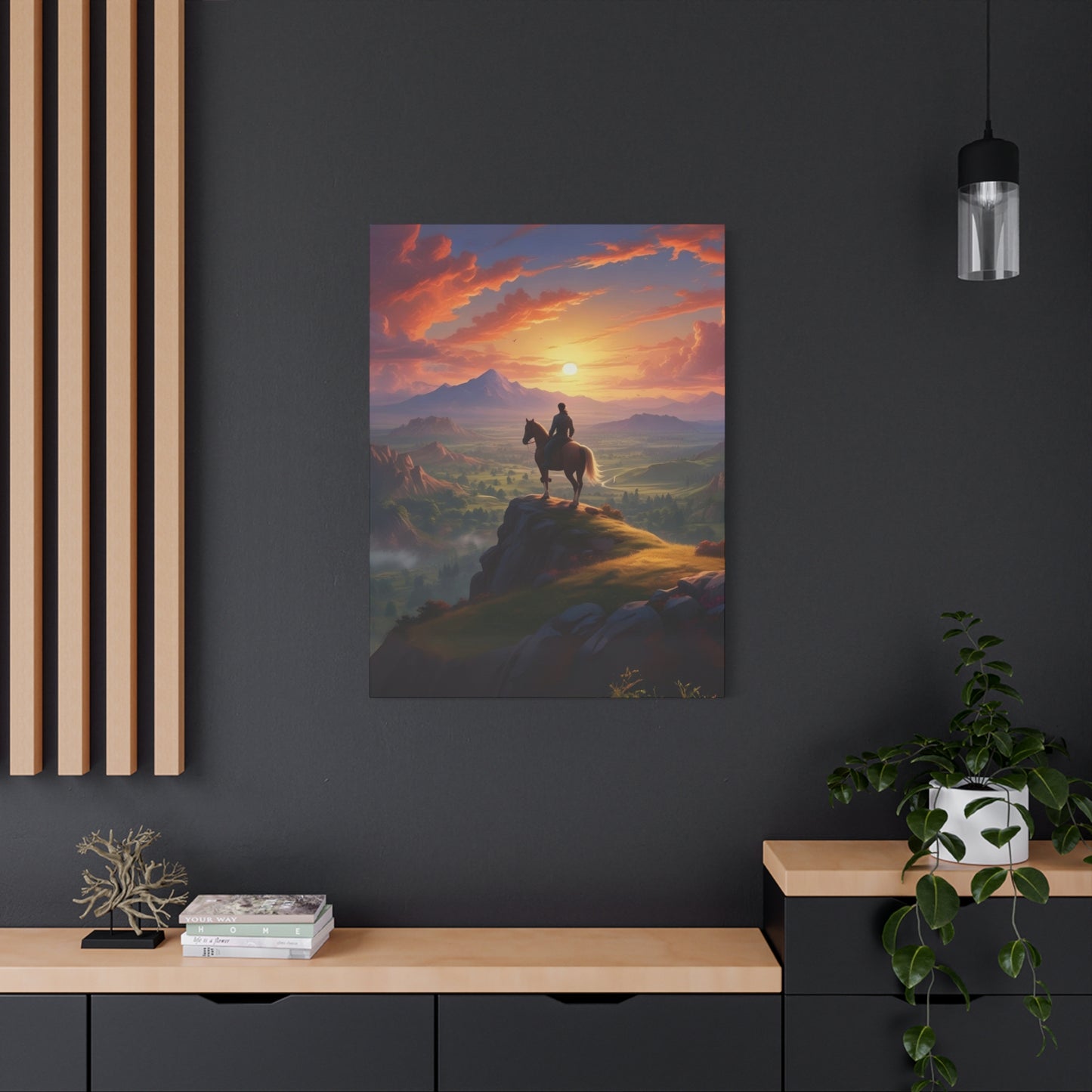 Cowboy At Hill Edge Sunset Wall Art & Canvas Prints