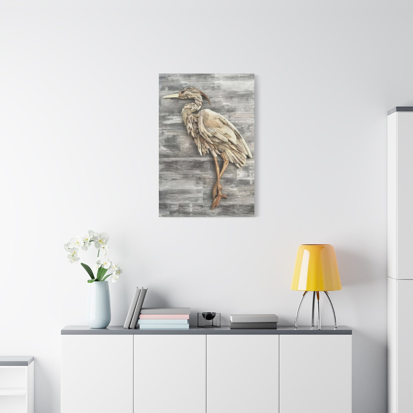 Driftwood Crane Wall Art & Canvas Prints