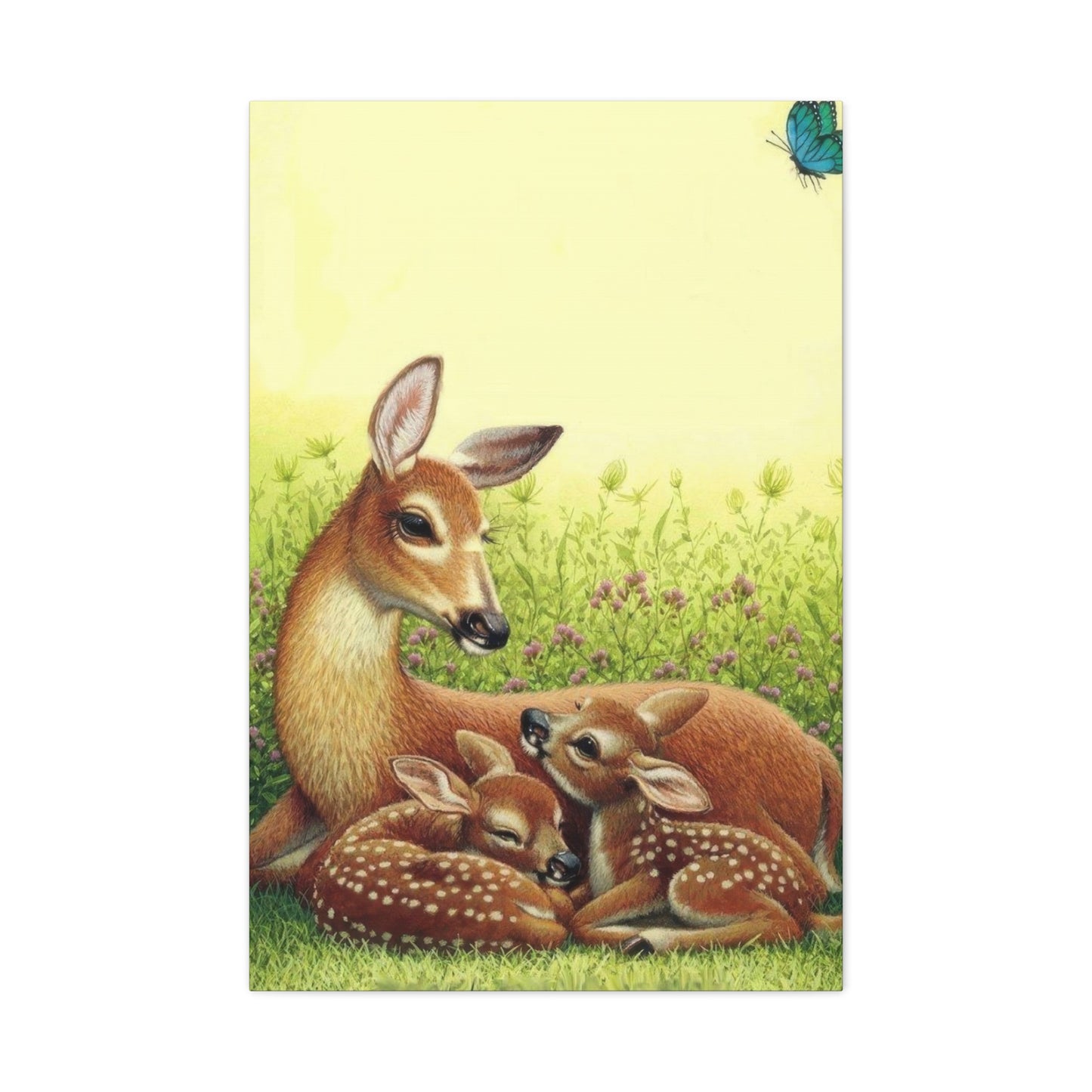 Deer With Its Babies Lying Wall Art & Canvas Prints