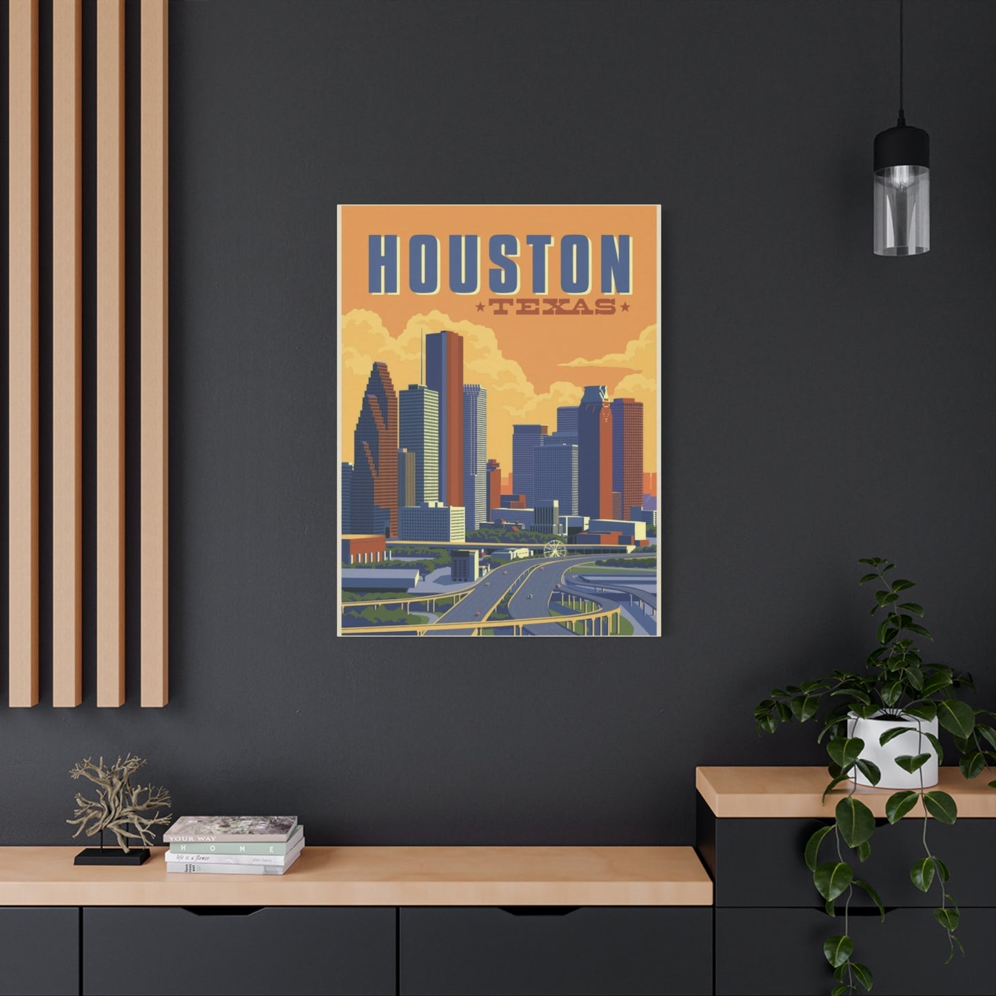 Houston Skyline Vintage Wall Art & Canvas Prints