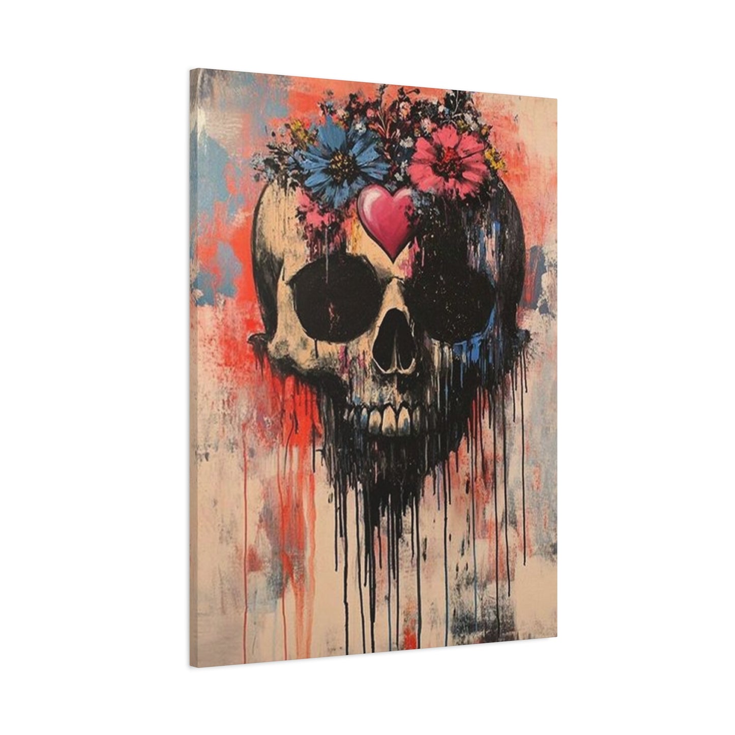 Colorful Flowers On Skull Poster Wall Art & Canvas Prints